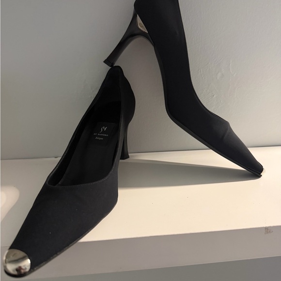 Di Sandro Black Pumps with Silver Toe Accents - Picture 2 of 7